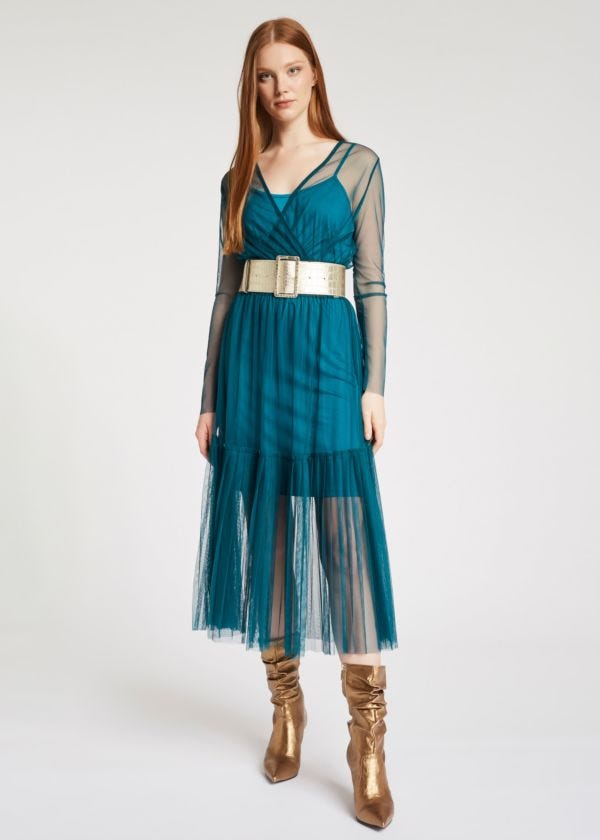 Tulle dress with pleated flounce Gaudì Fashion