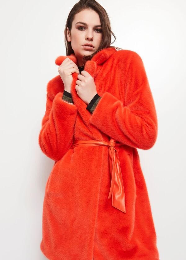 Faux fur coat with belt Gaudì Fashion