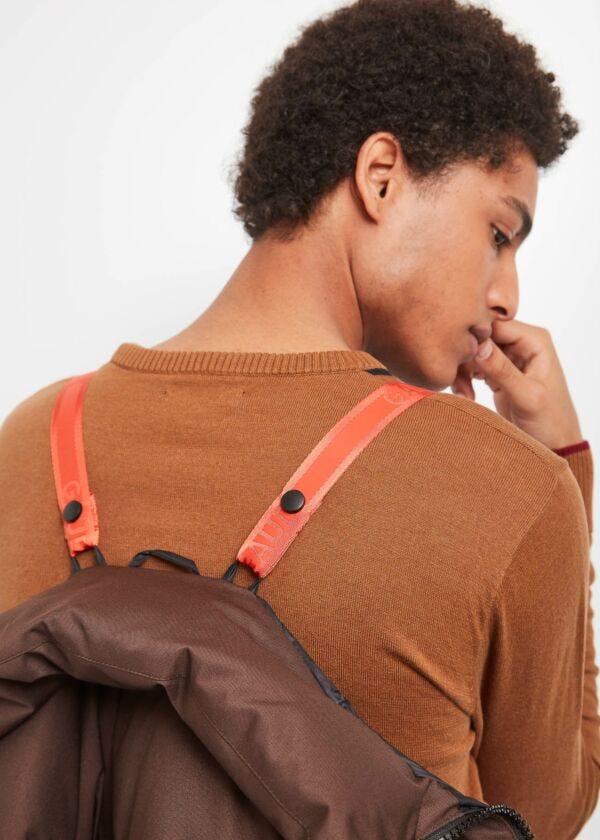 Down jacket with striped quilting
