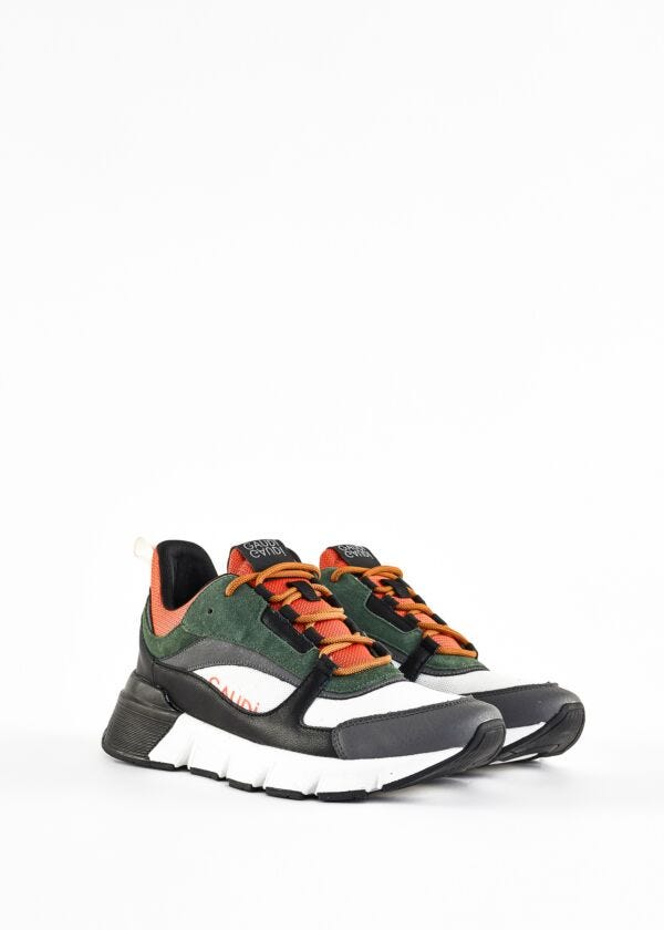 Leather and mesh trainers