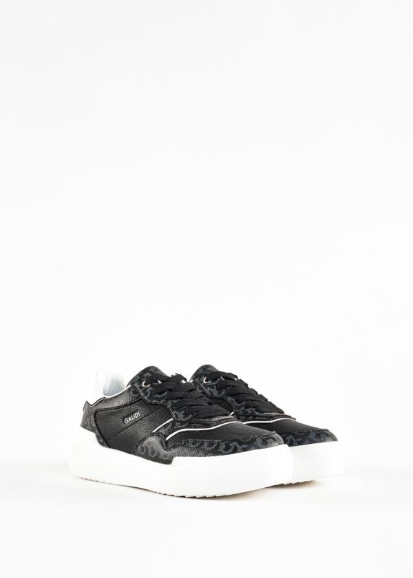 Printed leather trainers