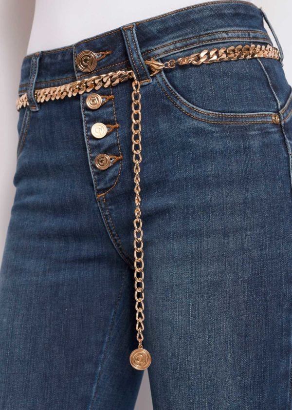 Push-up jeggings with chain