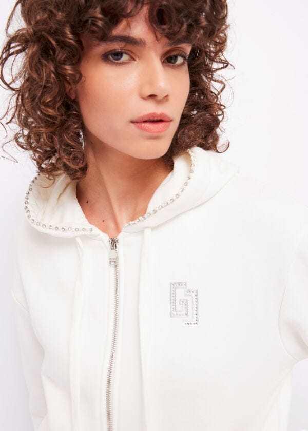 Felpa con perline e strass