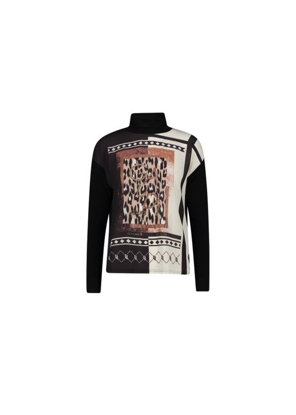 High-neck T-shirt with print