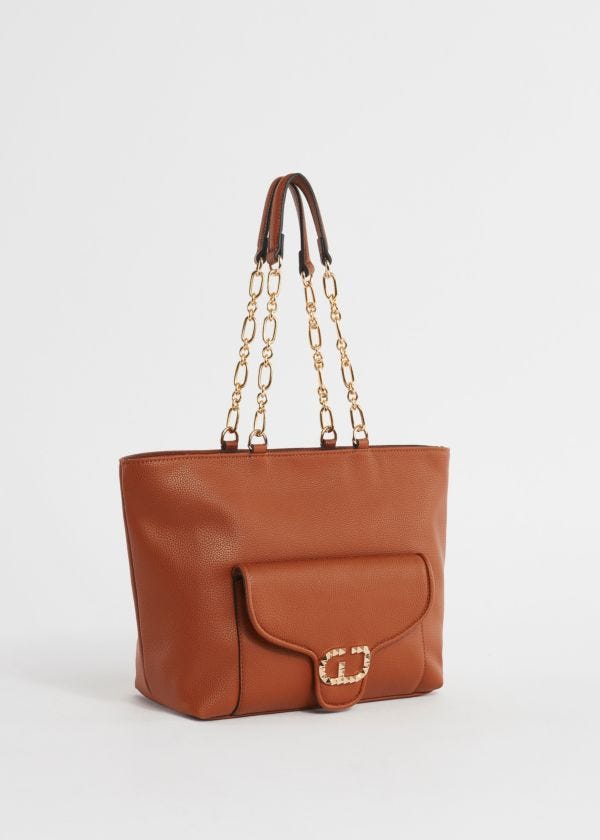 Faux-leather shopper bag