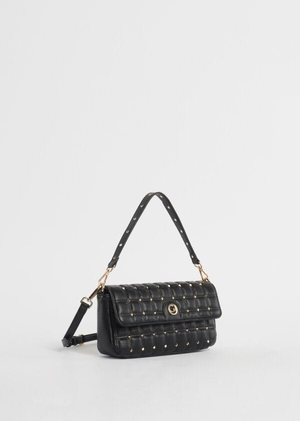 Quilted shoulder bag with studs