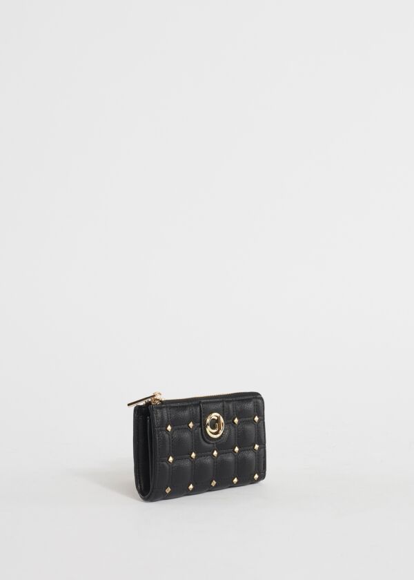 Quilted mini wallet with studs