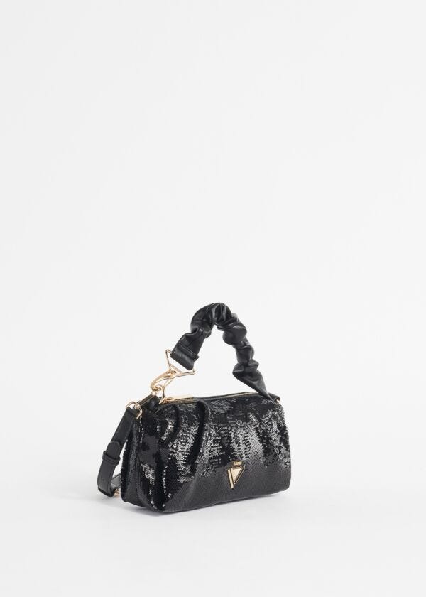 Borsa top handle con paillettes