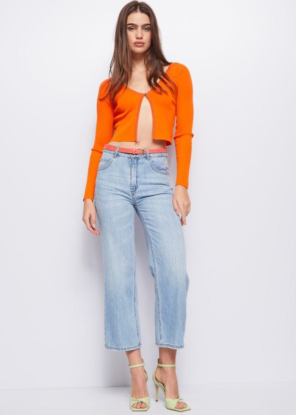 Cropped straight-fit jeans with belt Gaudì Jeans