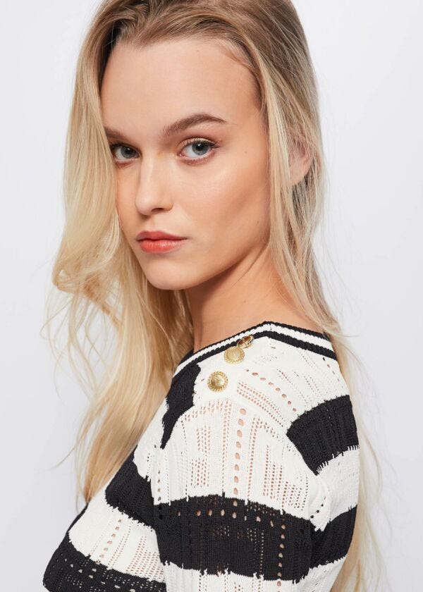 Striped jumper with GJ lettering