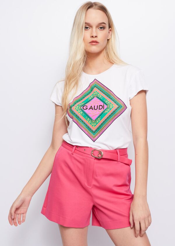 T-shirt with print and logo Gaudì Jeans
