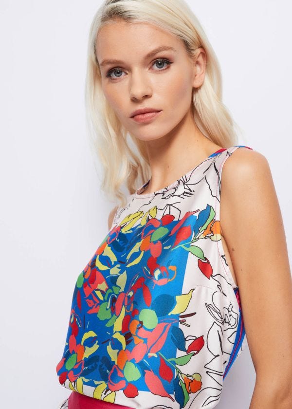 Printed twill top