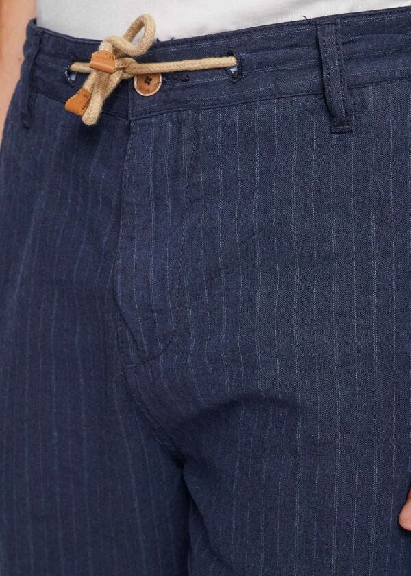 Bermuda a righe in lino e cotone