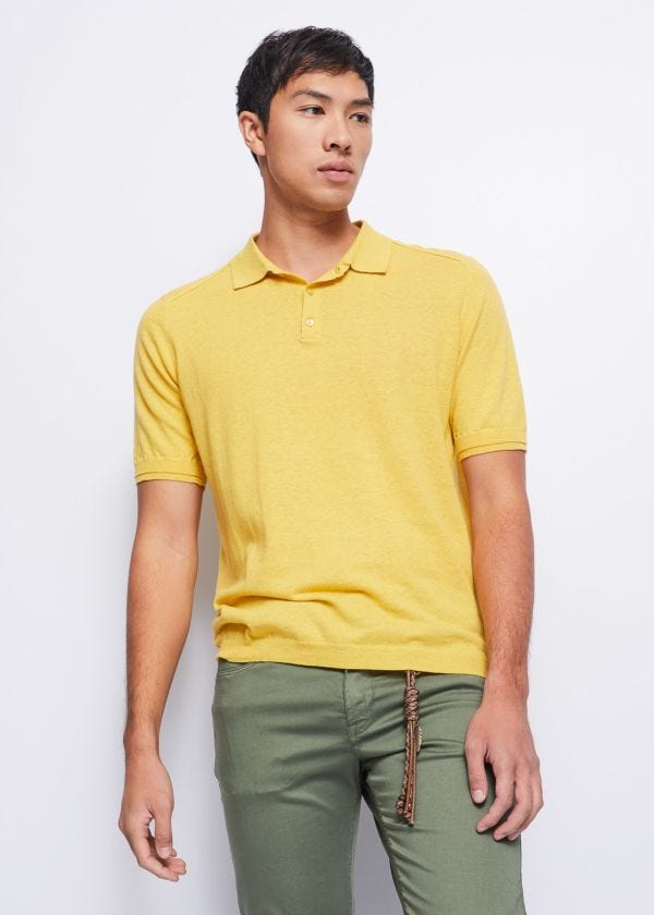 Cotton and linen polo jumper Gaudì Homme