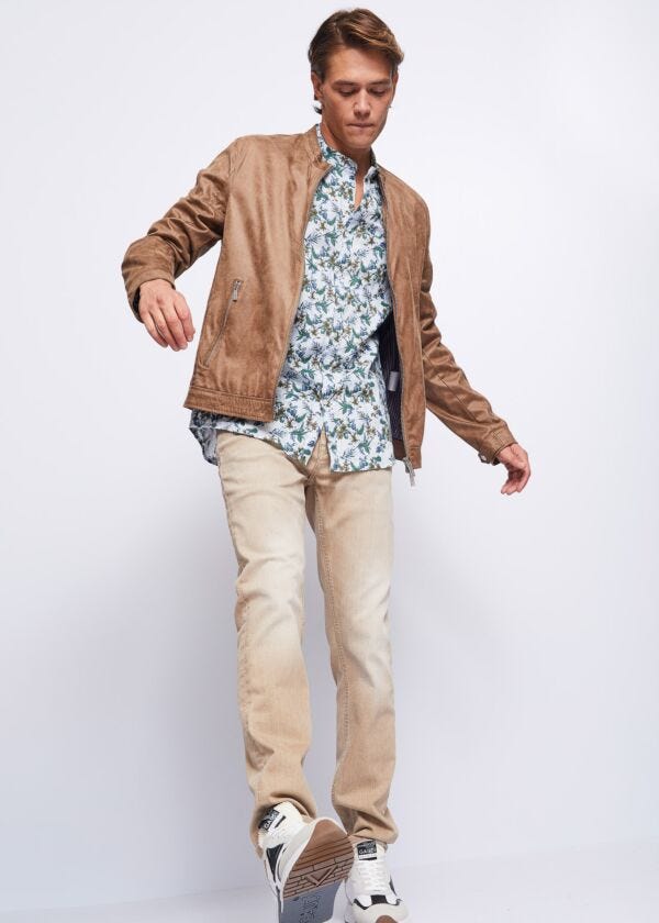 Camicia floreale in lino e cotone