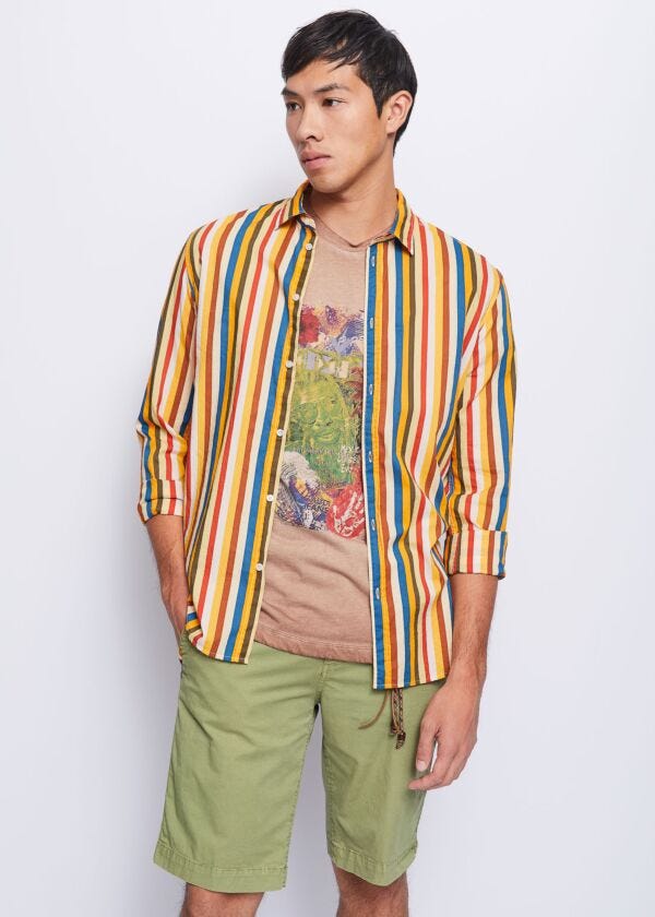 Multicolour striped cotton shirt Gaudì Uomo