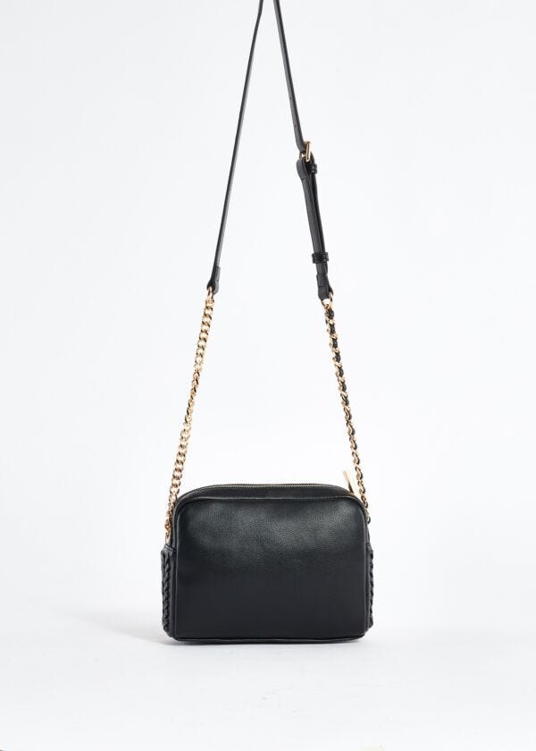 Faux-leather crossbody bag with logo