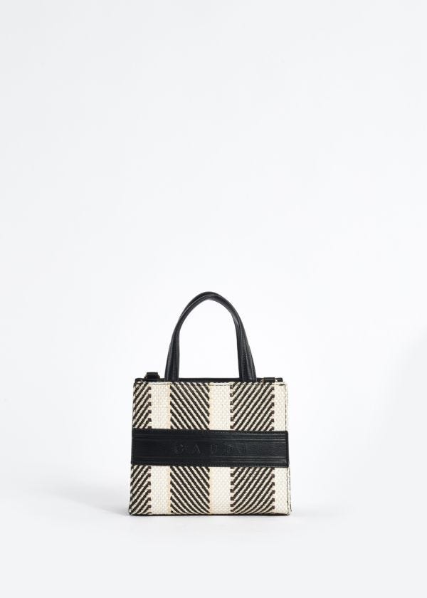 Faux-leather and raffia mini shopper bag Gaudì Fashion