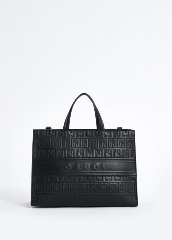 Faux-leather shopper bag with logo Gaudì Fashion