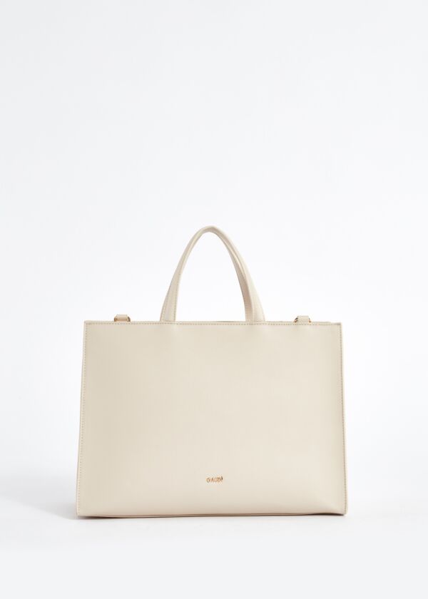 Faux-leather shopper bag with logo