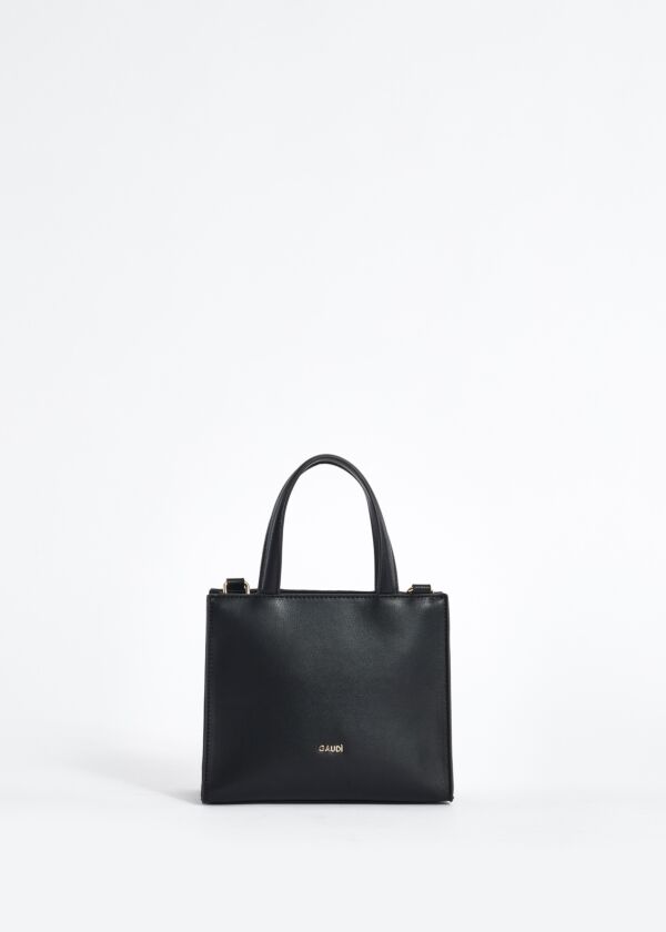 Faux-leather mini shopper bag with logo