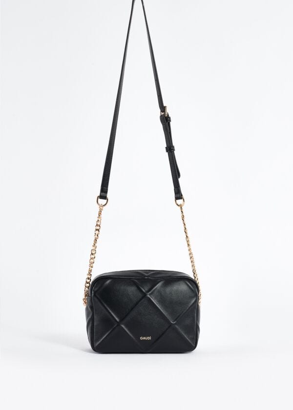 Faux-leather crossbody bag with diamond pattern