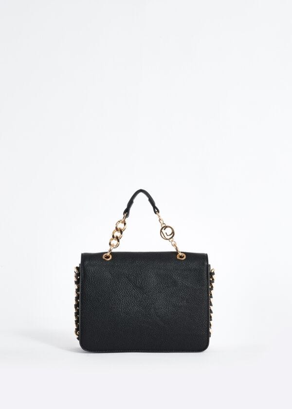 Faux-leather handbag with chain