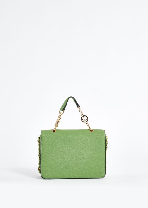 Faux-leather handbag with chain