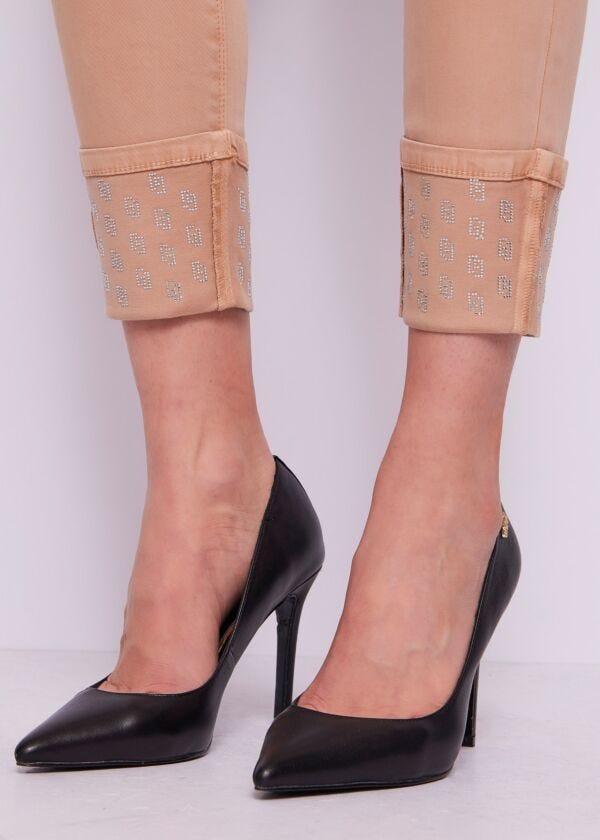 Pantaloni da donna skinny con risvolto