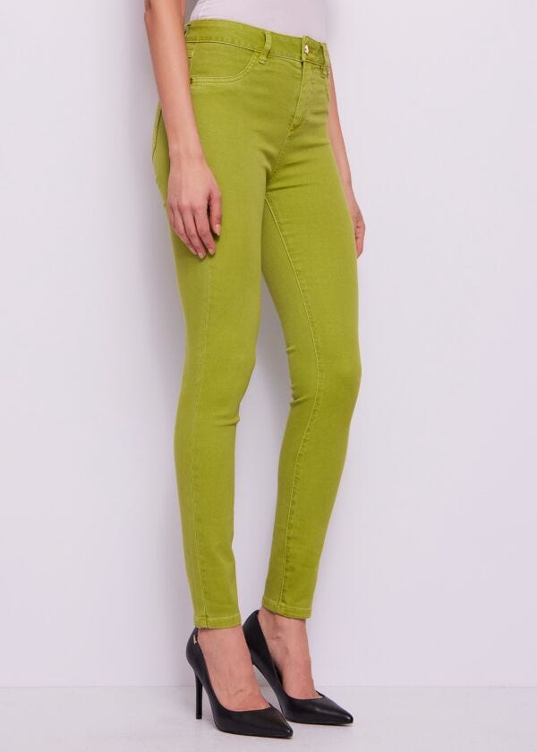 Jeggings da donna verdi a vita alta