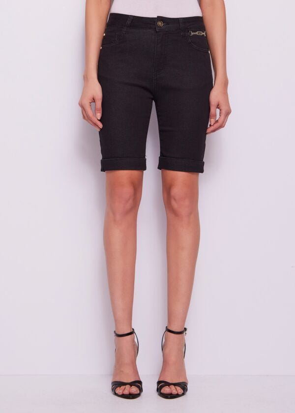 Bermuda da donna nero con risvolto Gaudì Jeans