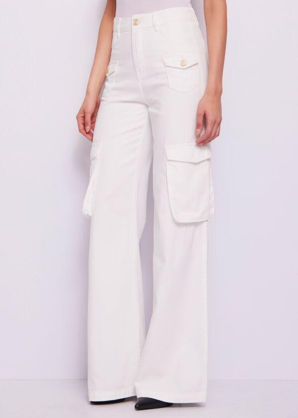 Jeans cargo bianco da donna elasticizzati Gaudì Jeans