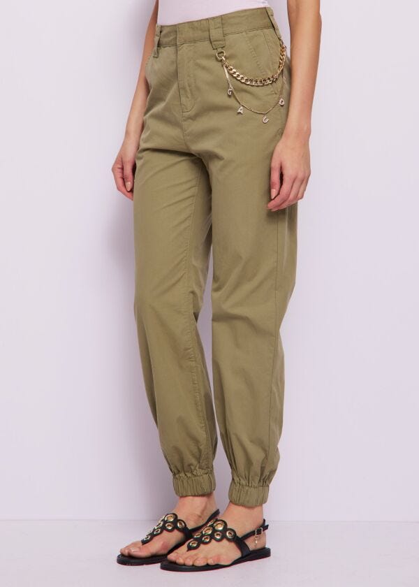 Pantalones de mujer de algodón con cadena