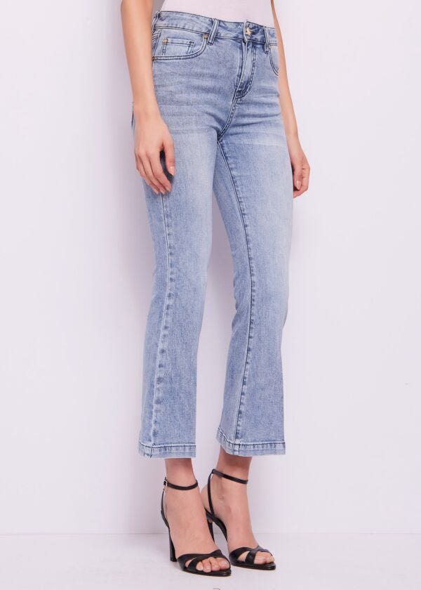 Jean cropped évasé en coton pour femme