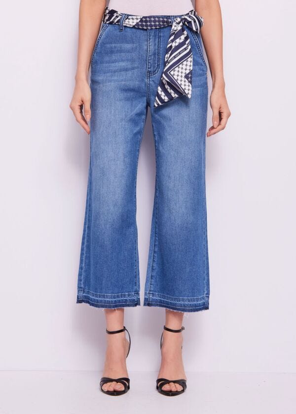 Jean droit avec imprimé foulard pour femme Gaudì Jeans