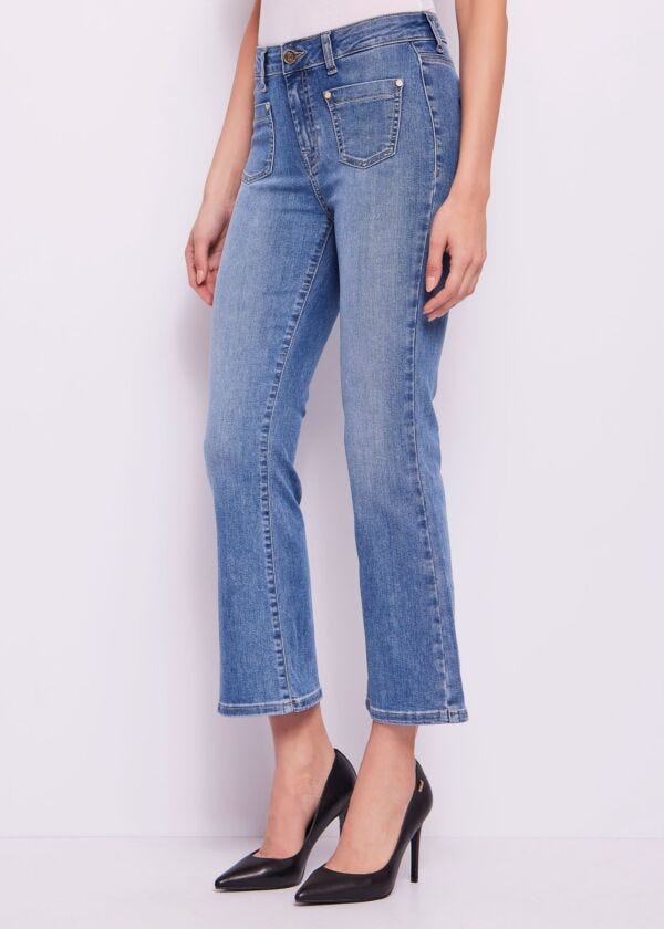 Women's cropped flared cotton jeans