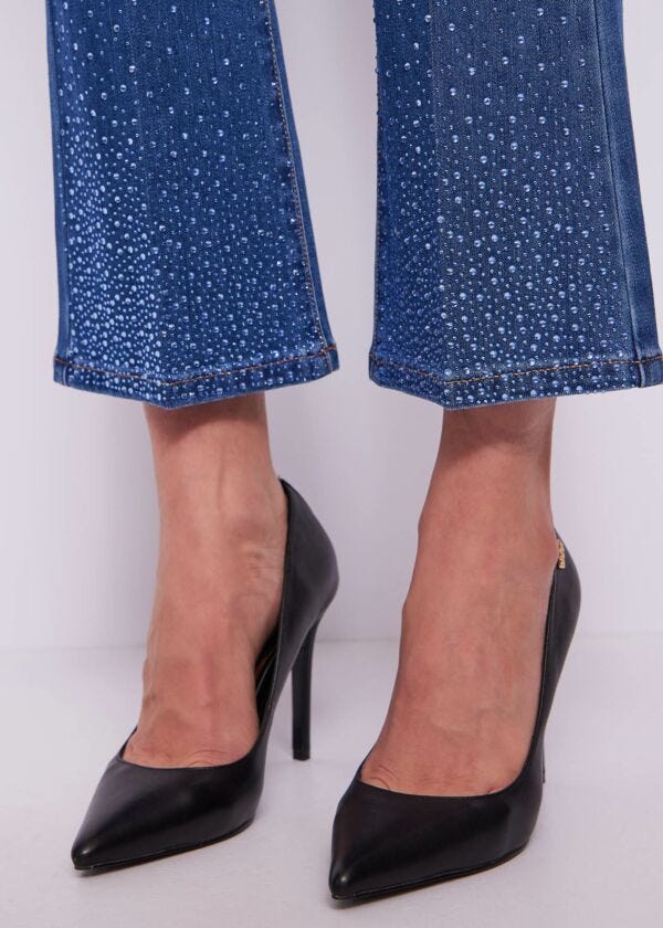 Jeans donna flare cropped effetto used
