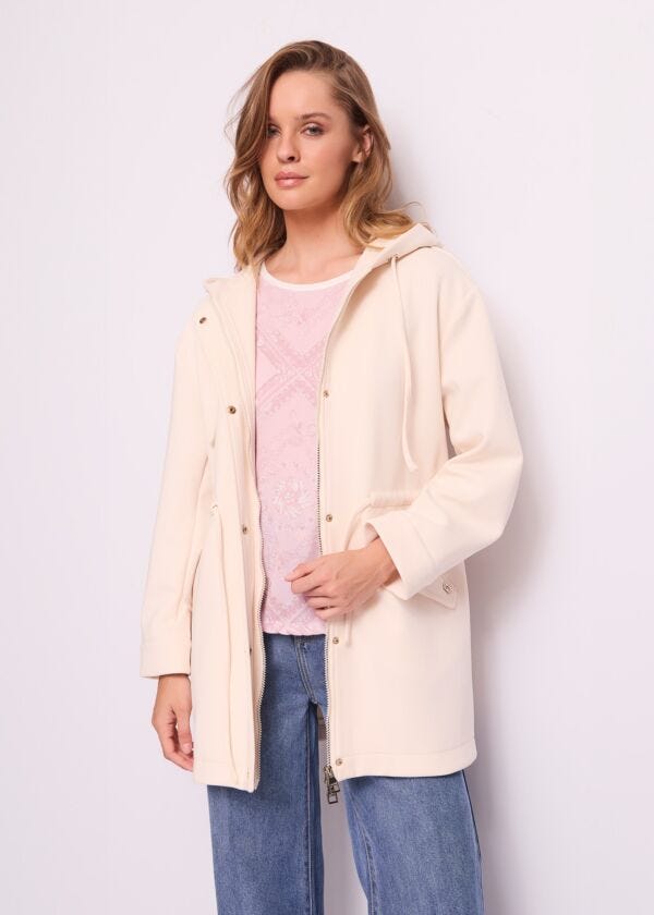 Women's white scuba parka