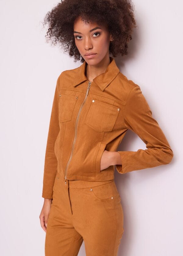 Giacca donna marrone con zip Gaudì Jeans