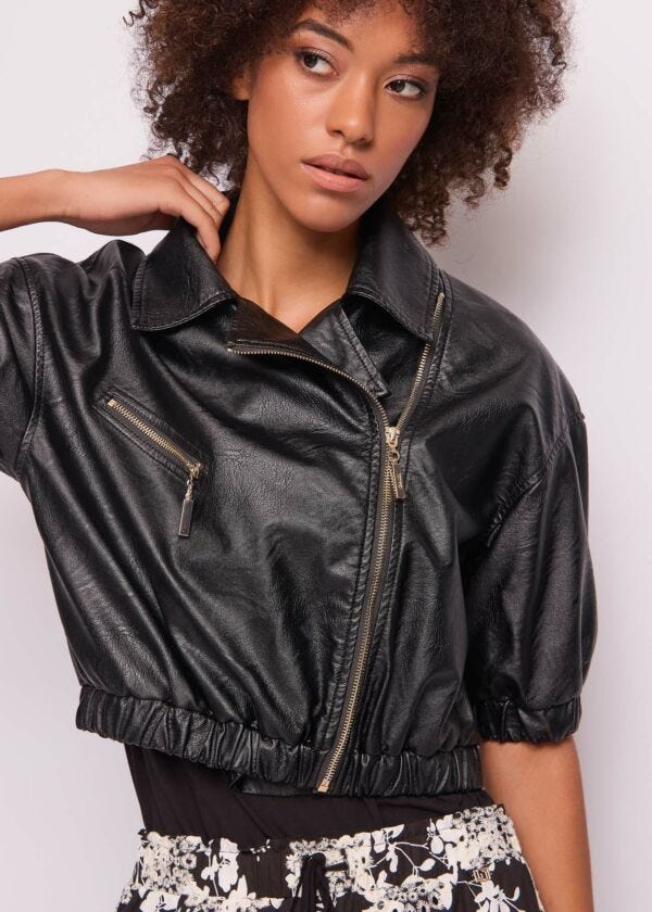 Women's faux-leather biker jacket