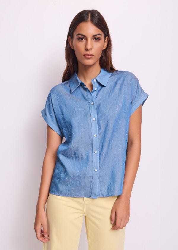 Women's chambray shirt with rhinestones Gaudì Jeans