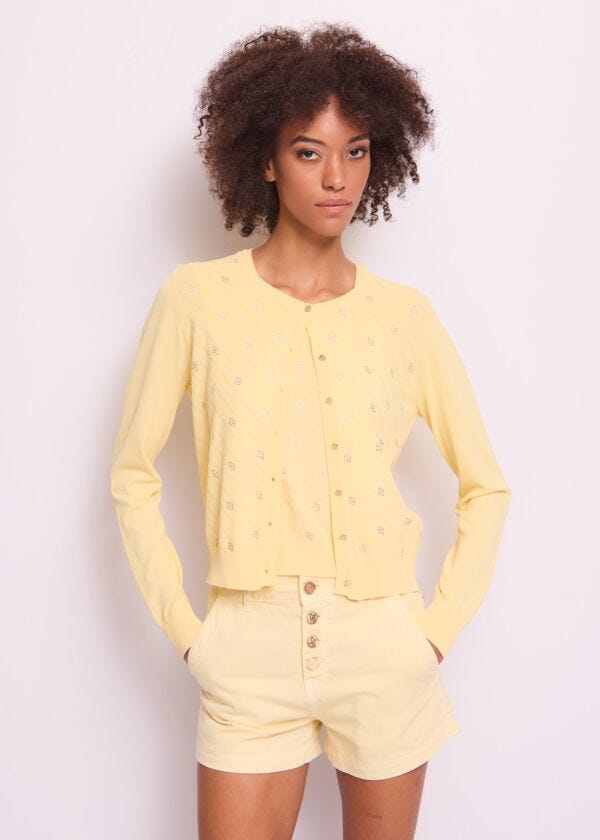 Cardigan donna giallo con bottoni logati Gaudì Jeans