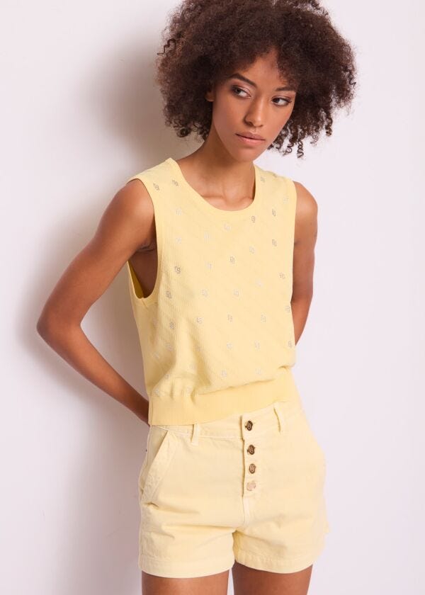 Gilet donna giallo con strass Gaudì Jeans