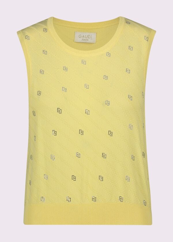 Gilet donna giallo con strass