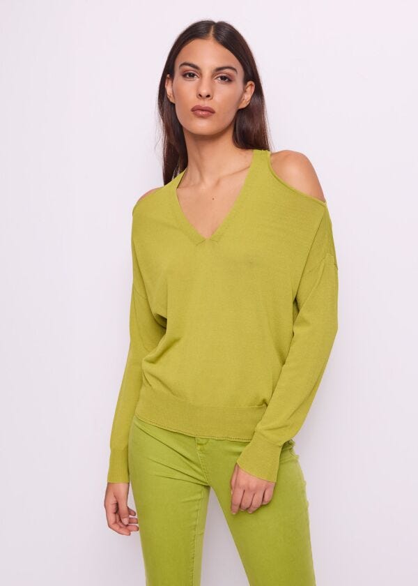 Maglia donna verde con scollo a V Gaudì Jeans