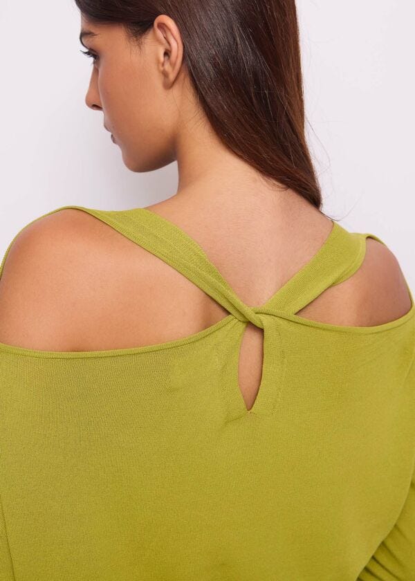 Maglia donna verde con scollo a V