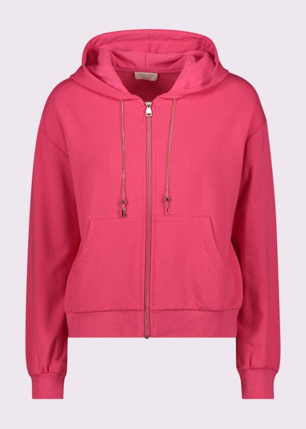 Women's red cotton sweatshirt with zip