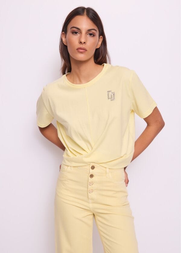 Camiseta amarilla de algodón para mujer Gaudì Jeans