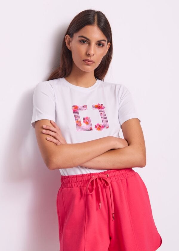 T-shirt donna bianca in jersey Gaudì Jeans