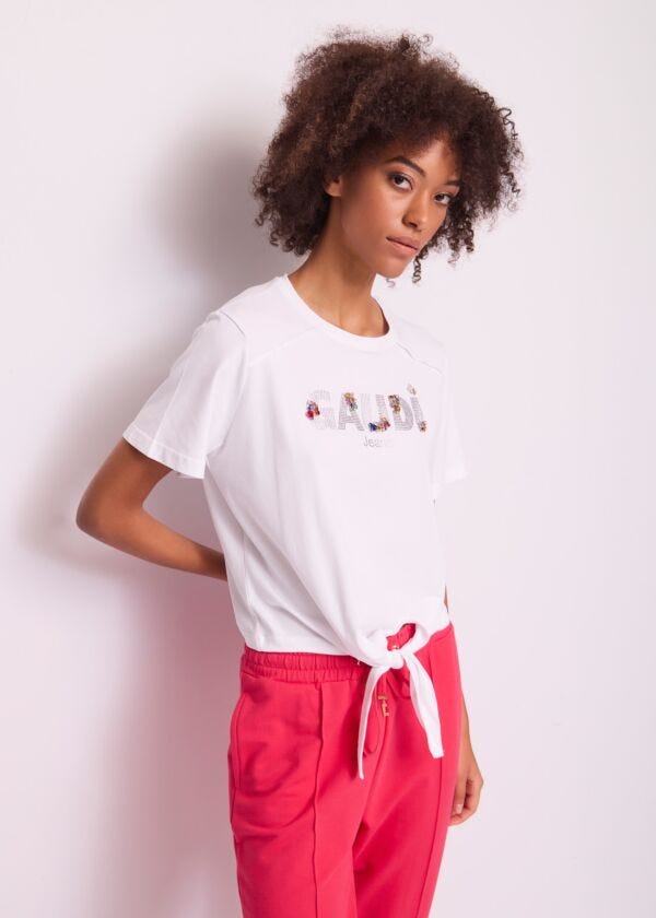 T-shirt blanc en coton pour femme Gaudì Jeans
